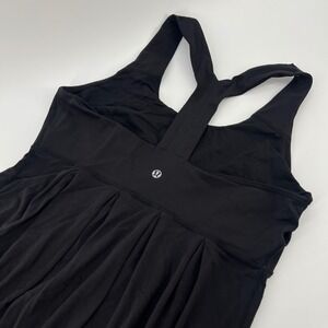 Lululemon Black Racerback Tank Top with Built-in Shelf Bra Pleated Size 10
